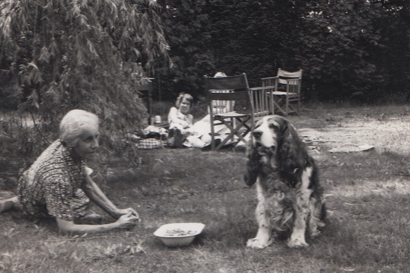 Mary May with Jerry and Betty May in background